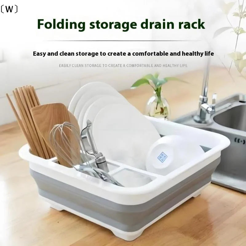 Collapsible Dish Drainer Space-Saving Dishes Drying Rack Bowls