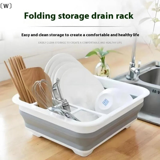 Collapsible Dish Drainer Space-Saving Dishes Drying Rack Bowls