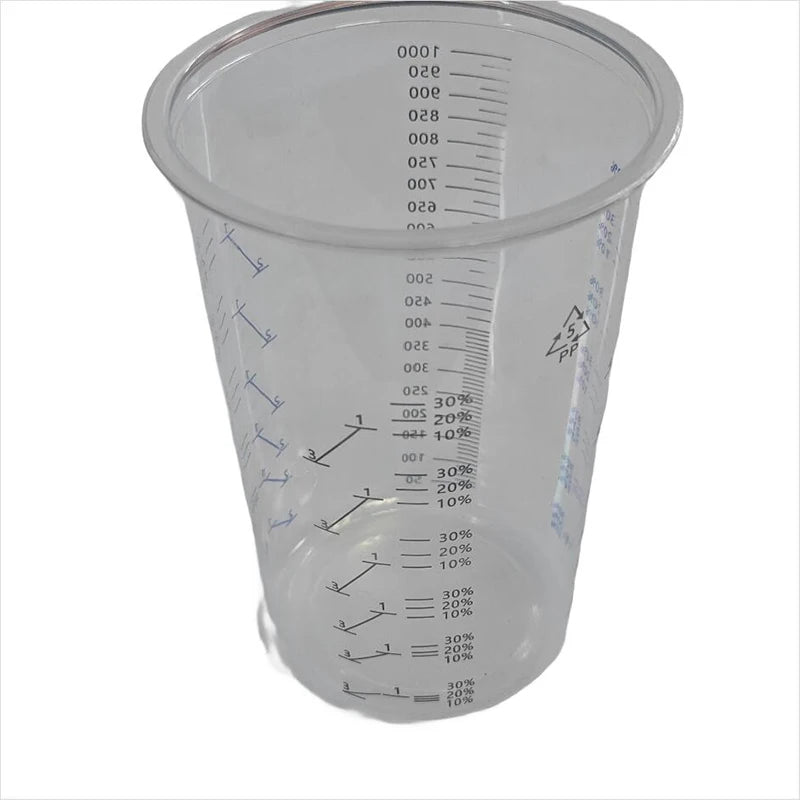 10pcs Disposable Measuring Cups 1000ml Clear Graduated Plastic