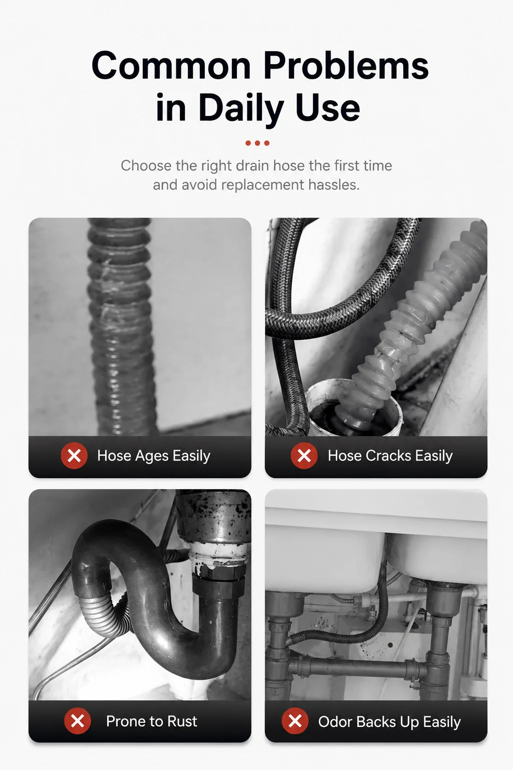 Universal Flexible Sink Drain Pipe Anti-Odor Sewer Hose