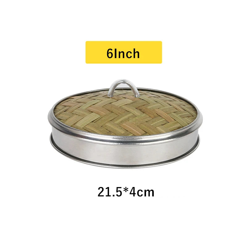 Reusable Round Bamboo Steamer Cover Dumplings Steaming Grid