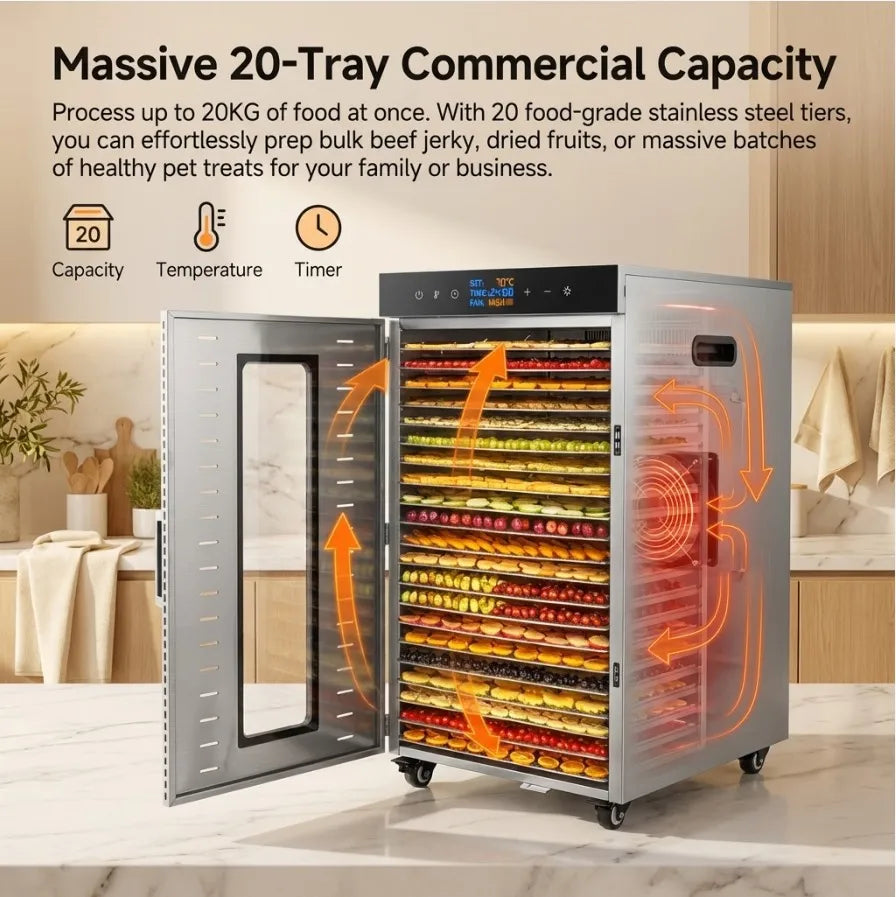 2000w Commercial Food Dehydrator 20 Trays Stainless Steel