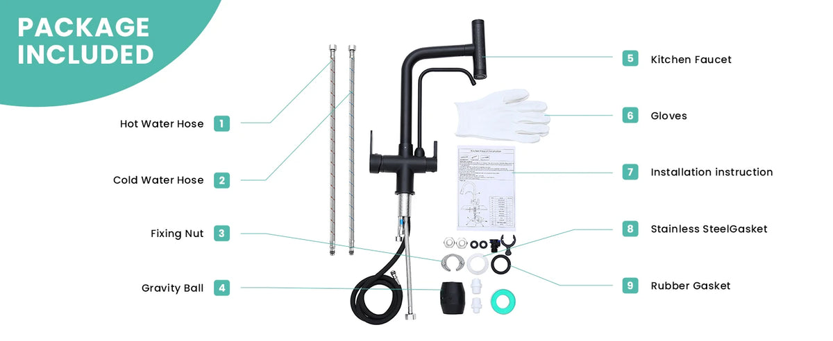 Way Pure Water Filter Faucets Black Pull Out