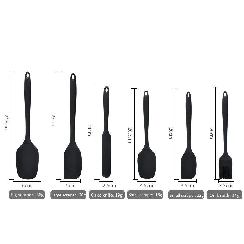 Silicone Kitchenware 6-Piece Cream Scraper Spatula Oil Brush