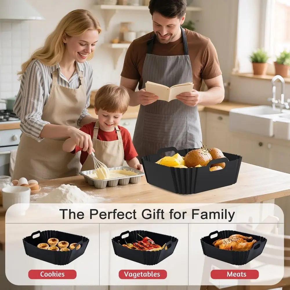 Large Size Silicone Airfryer Basket Liners Square Shape