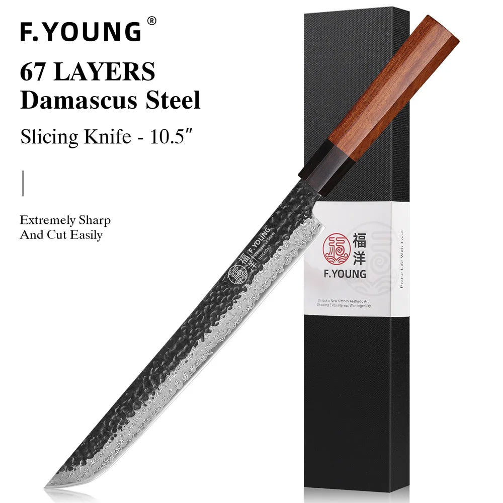Young Japanese Hand Forged Chef Knife Damascus Steel