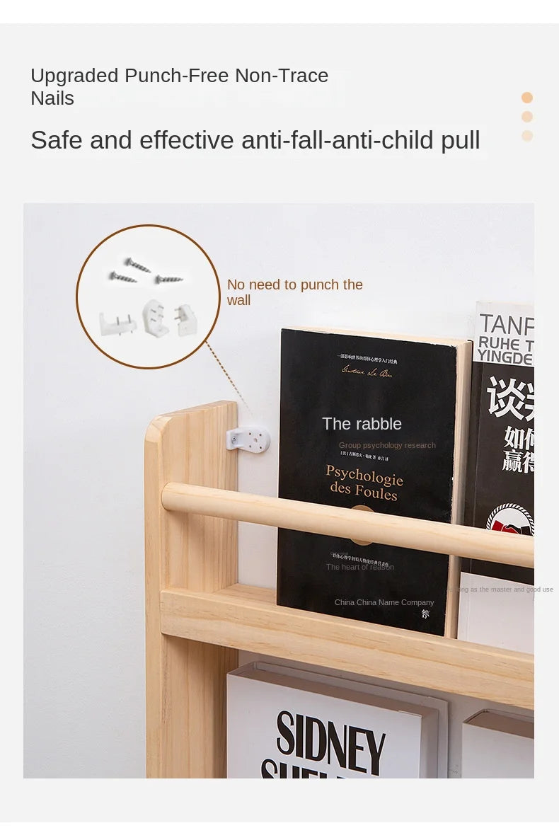 Solid Wood Narrow Bookshelf Door Backspace Saver Children