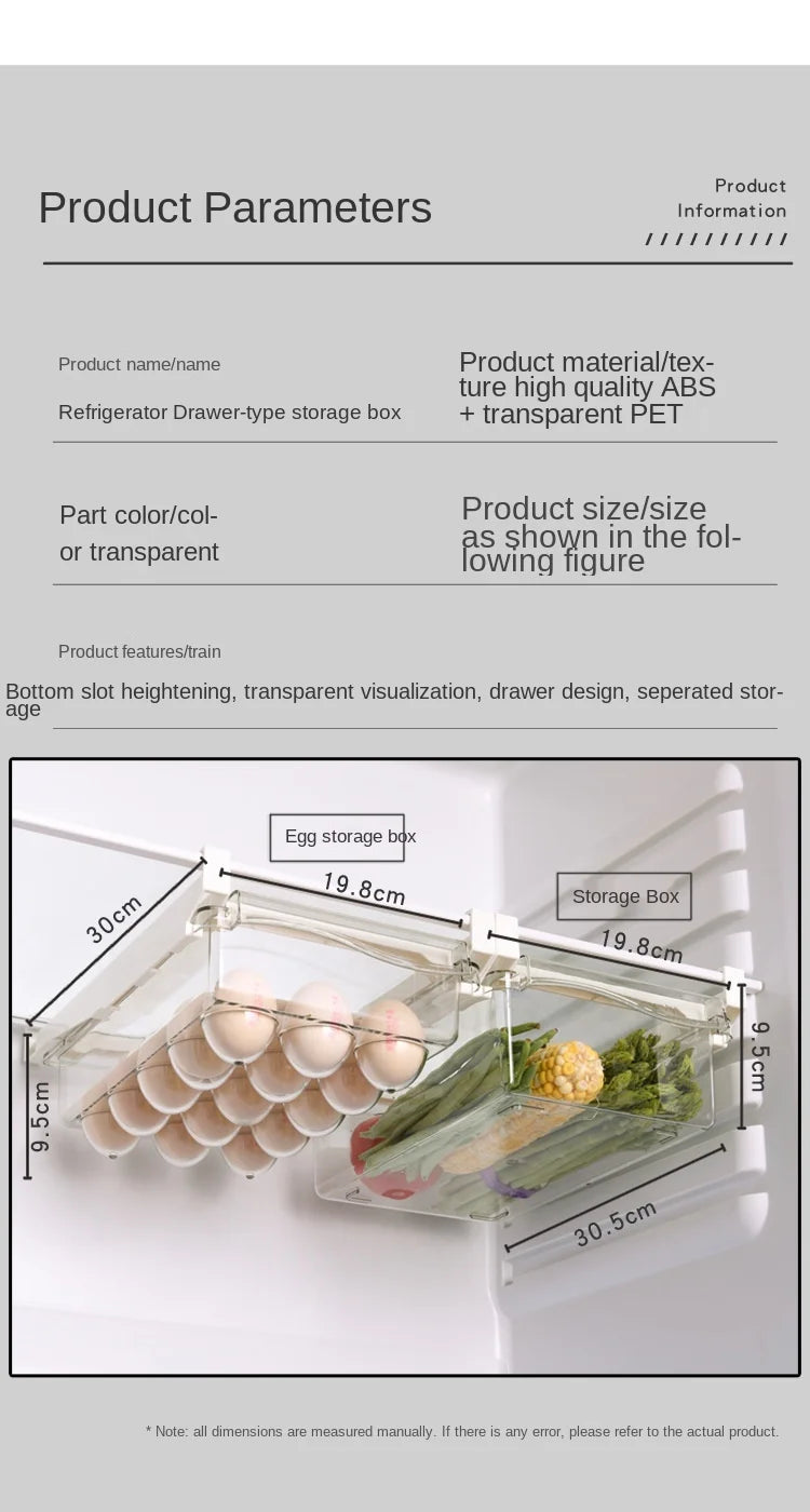 Fridge Organizer Fruit Egg Refrigerator Storage Rack Under-Shelf