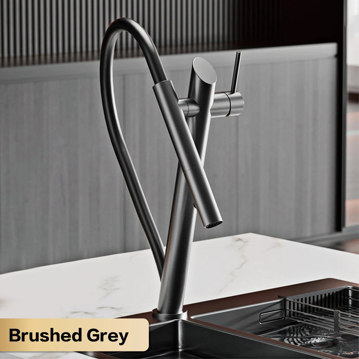 Aitana Luxury Brass Black Faucet Pull-Out Design Dual