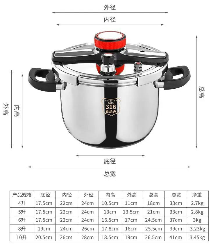 316 Stainless Steel Explosion-Proof Pressure Cooker Thickened