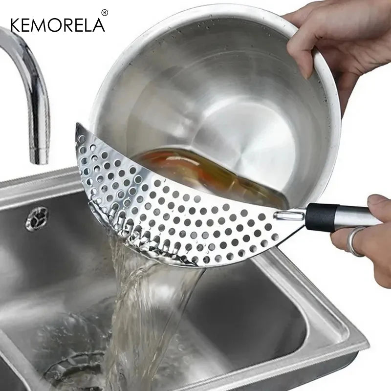 Stainless Steel Strainer Pot Side Pan Drainer Leakproof