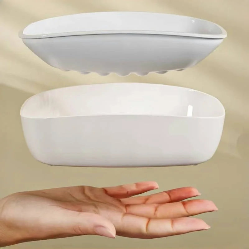 1pc Soap Dish Double-Layer Drainage Automatic Drain Easy