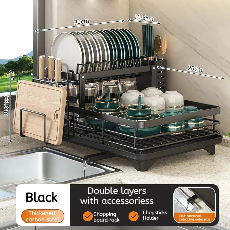 Adjustable Over-Sink Dish Rack Stainless Steel Drain Board