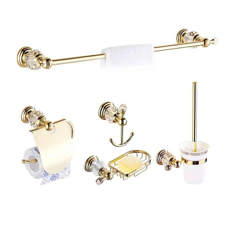 Zgrk Classical Bathroom Hardware Gold Polished Bath Wall-Mounted