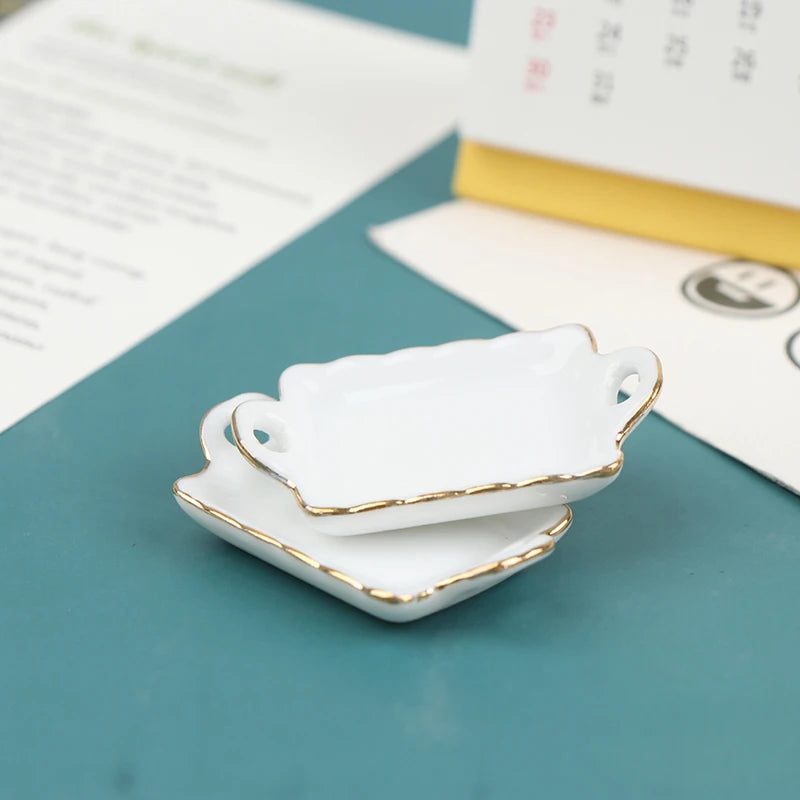 1pcs 1/12 Dollhouse Miniature Ceramic Food Tray Plate