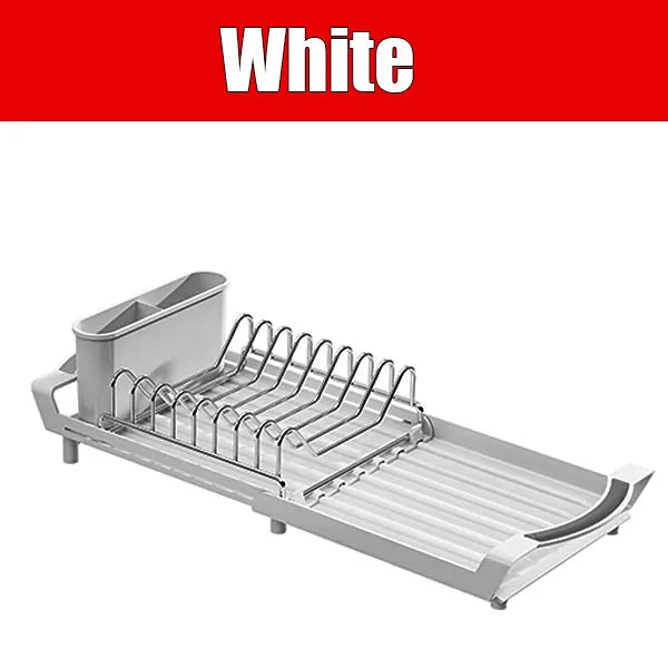 Expandable Dish Drying Rack Cutlery Holder Rust-Resistant Dish