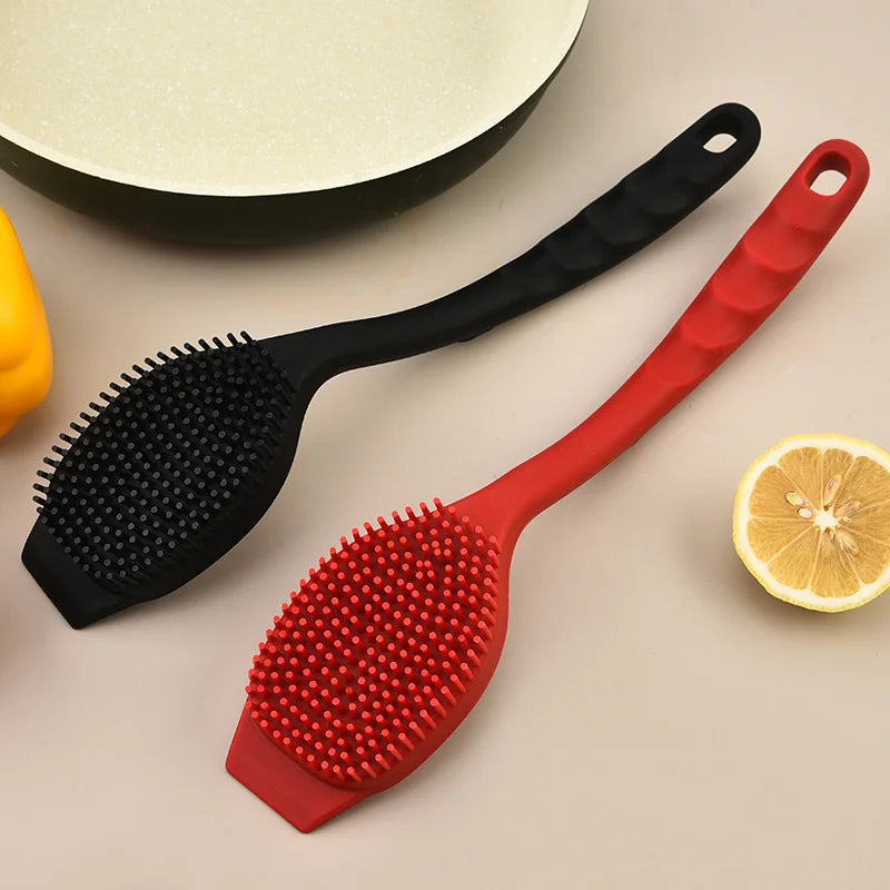 Long Handle Silicone Dishwashing Brush Hangable Pot &