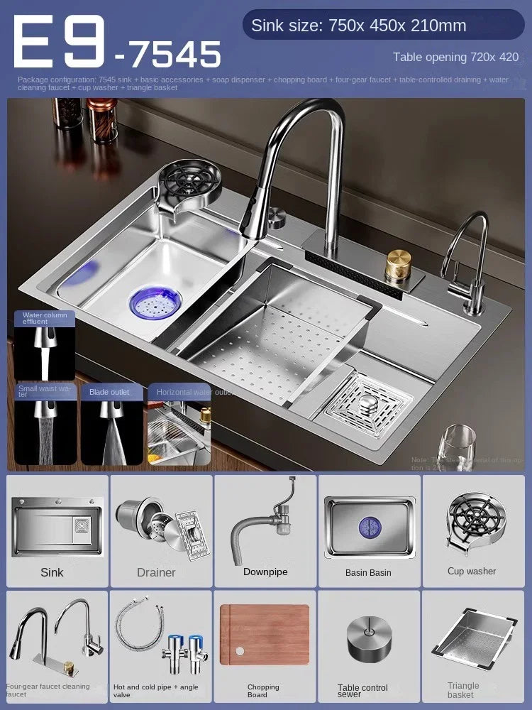 Nano 304 Stainless Steel Sink Waterfall Large Slot