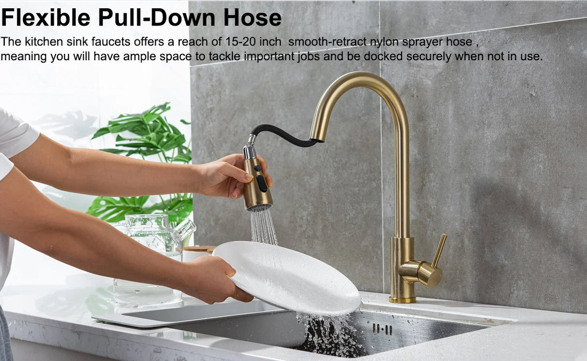 Smart Touch Sink Faucets Stainless Steel Pull Out
