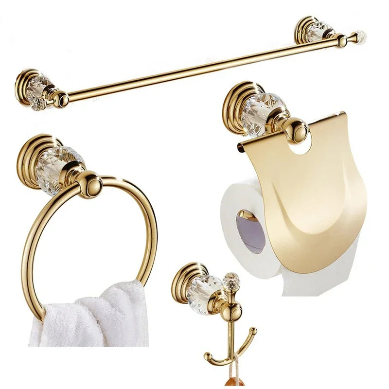 Zgrk Classical Bathroom Hardware Gold Polished Bath Wall-Mounted