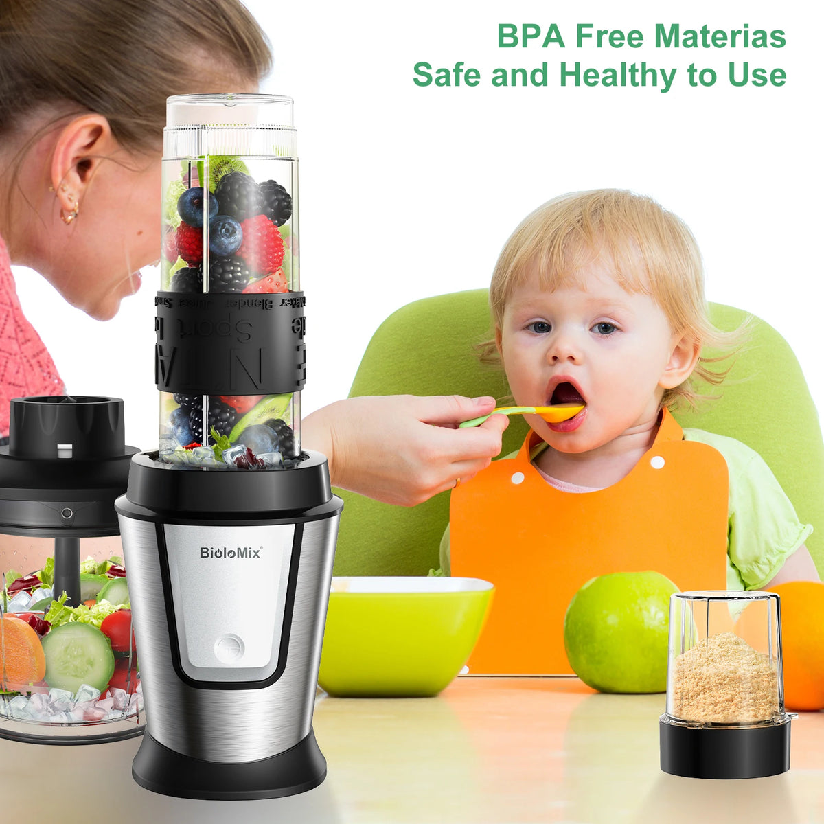 Biolomix 3-In-1 Food Processor 700w Juicer Blender Personal
