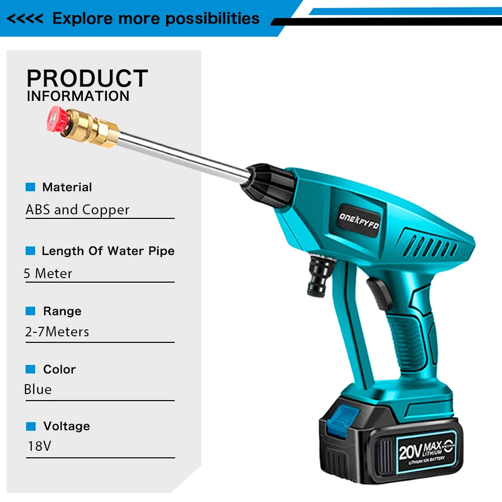 30bar Cordless High Pressure Cleaner Washer Spray Water