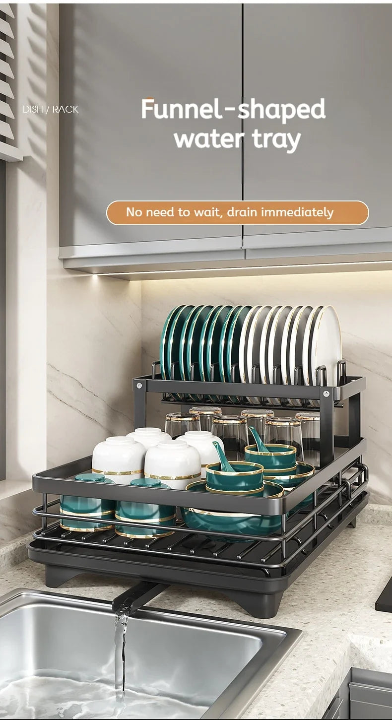 Adjustable Over-Sink Dish Rack Stainless Steel Drain Board