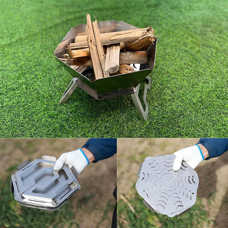 Campfire Pit Camping Wood Charcoal Bonfire Stove Stainless