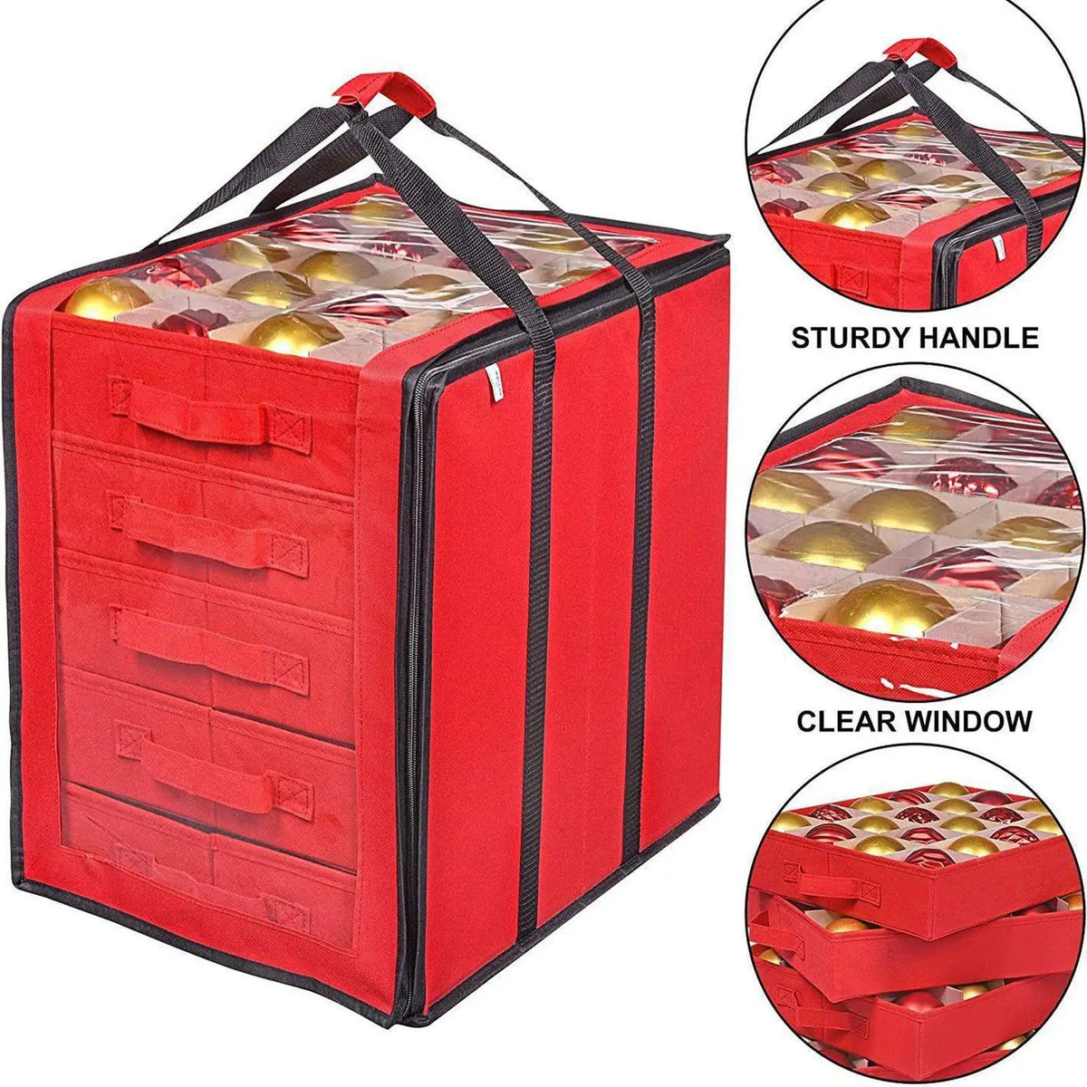 Christmas Ornament Storage Box Container Bin Dividers Drawer
