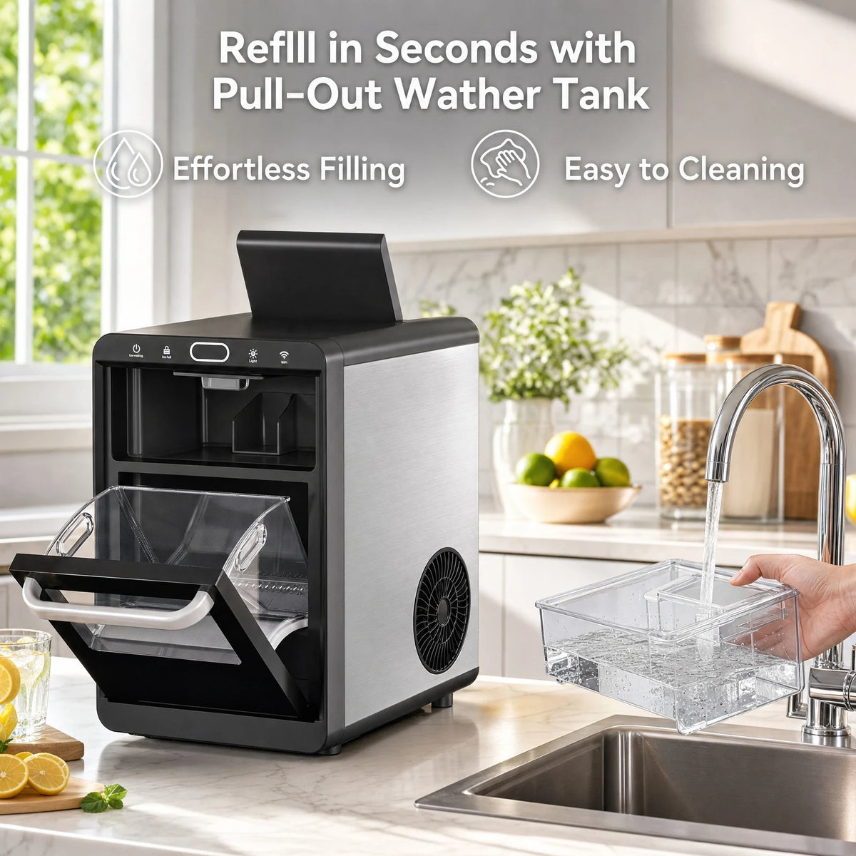 Nugget Ice Maker Countertop - Smart Pebble Ice