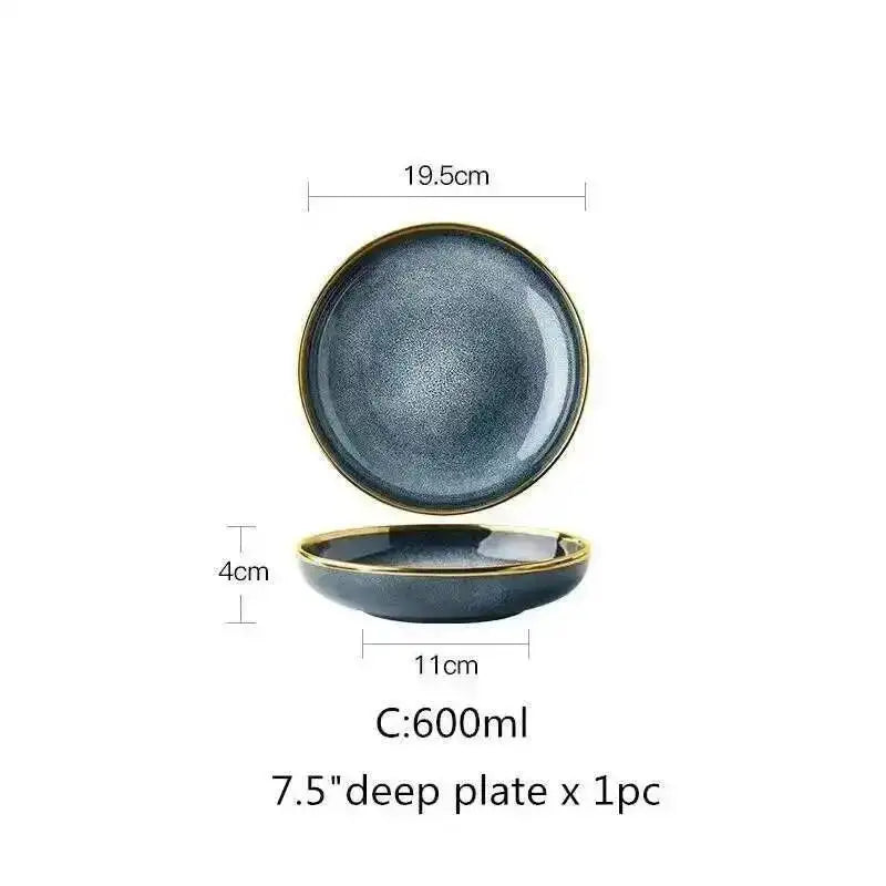 1pcs Ceramic Dishes Steak Dessert Dinner Plate Gradient