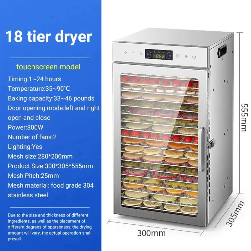 Divedeer 6-18 Layer Touch Screen Food Dehydrator Fruits