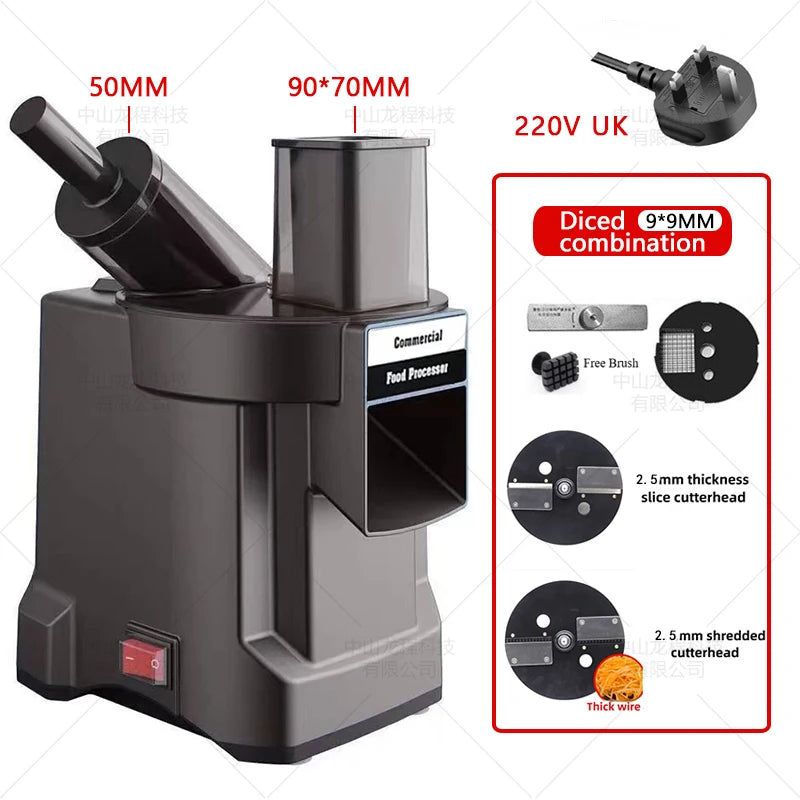 220v 3-In-1 Vegetable Cutter Dual Feeder Newly Upgraded