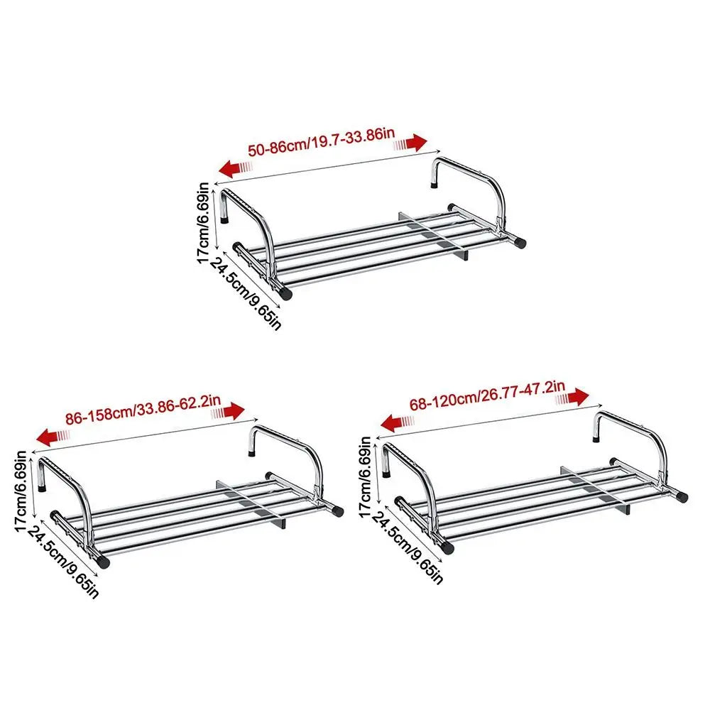 Scalable Clothes Drying Rack Stainless Steel Adjustable Balcony