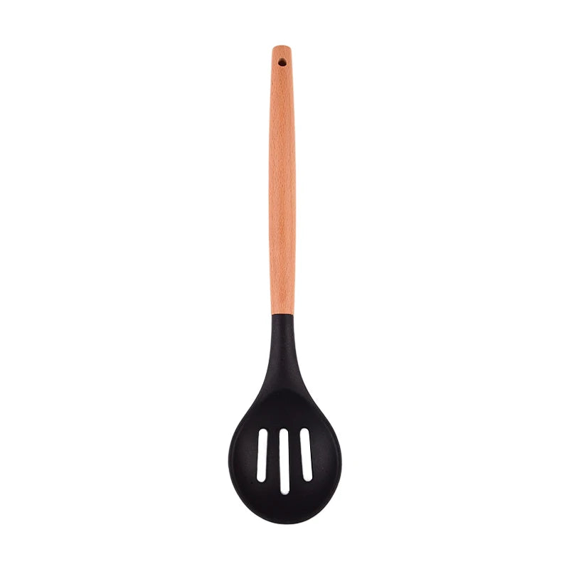 1pc Silicone Skimmer Colander Slotted Serving Spoon Salad