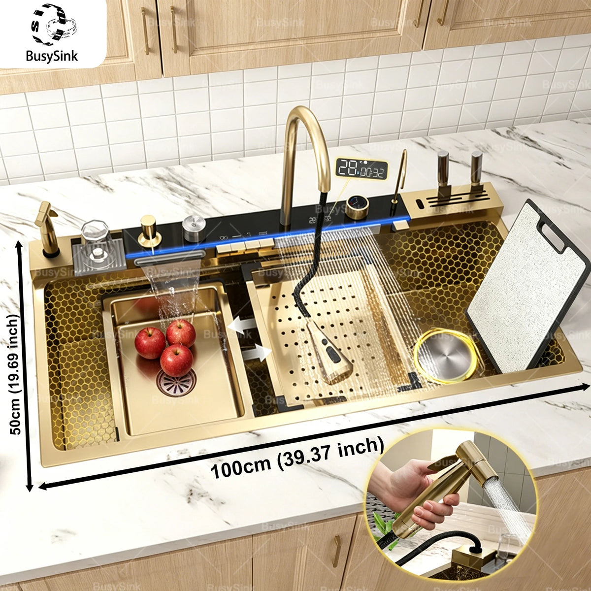 Modern Stainless Steel Sink Sinks Digital Display Large