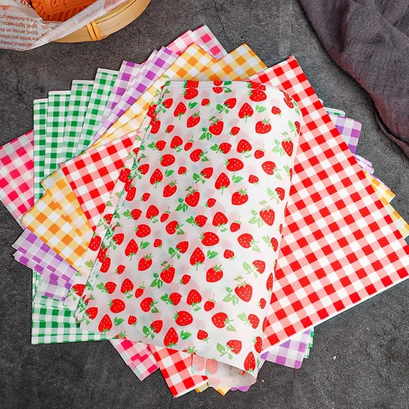 25/50pcs Oilpaper Wrapping Paper Bread Sandwich Burger Fries