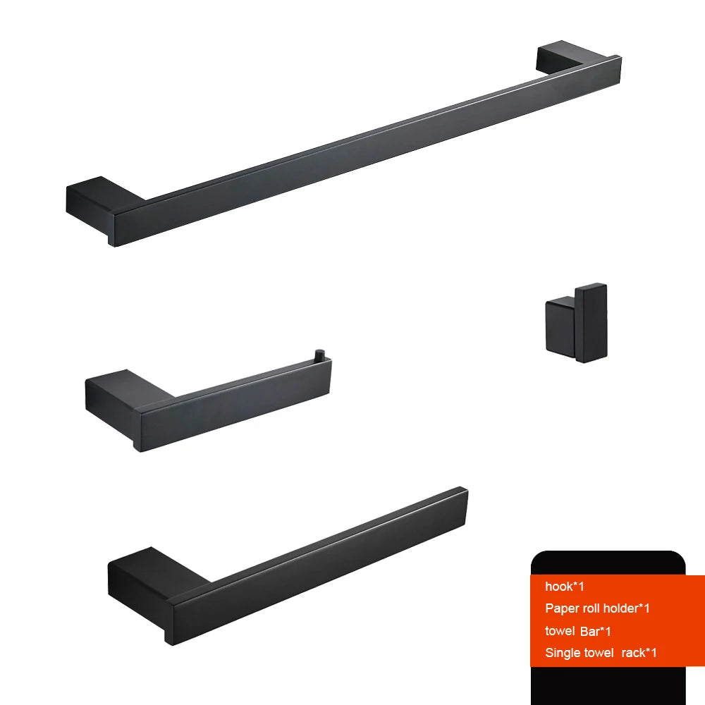 Matte Black Hook Towel Rack 304 Stainless Steel