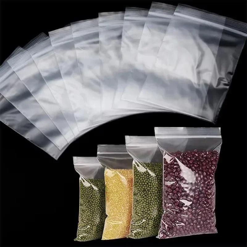 100-600pcs Small Zip Lock Plastic Bags Reclosable Transparent