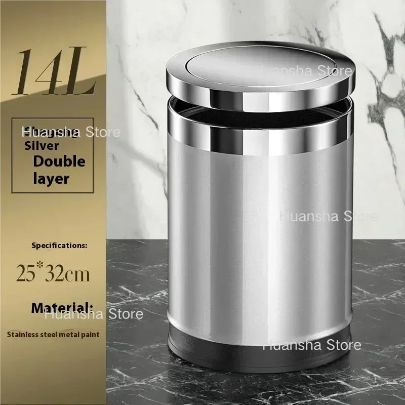 Stainless Steel Trash Can Gold Bathroom Bedroom Recycle
