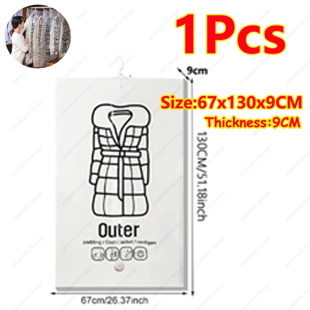 1-10pcs Hanging Vacuum Storage Bag Reusable Space Saver