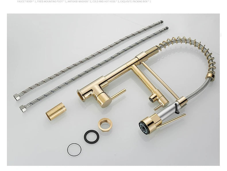 Gold Stainless Steel Faucet Cold Water Mixers Hole
