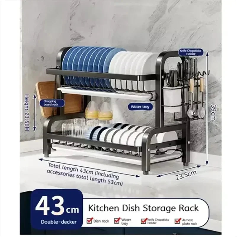 Tier Stainless Steel Dish Drainer Rustproof Compact Organizer