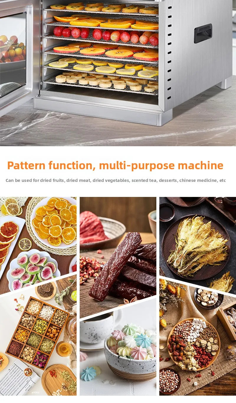 6-Layer Stainless Steel Food Dehydrator Machine Adjustable