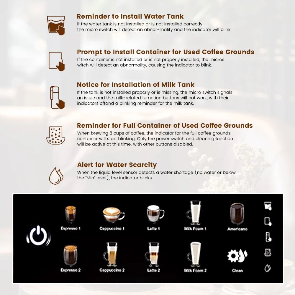 Mcilpoog Am7203 Automatic Espresso Machine Built-In Milk Frother
