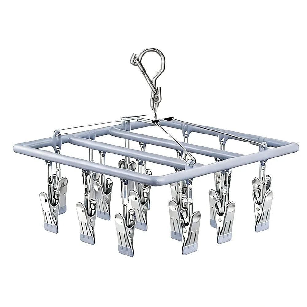 Stainless Steel Clothes Drying Rack Non-Slip 18/24 Clips