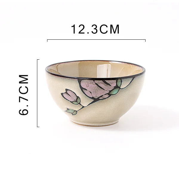 Ceramic Hand-Painted Flowers Creative Dish Plate Japanese