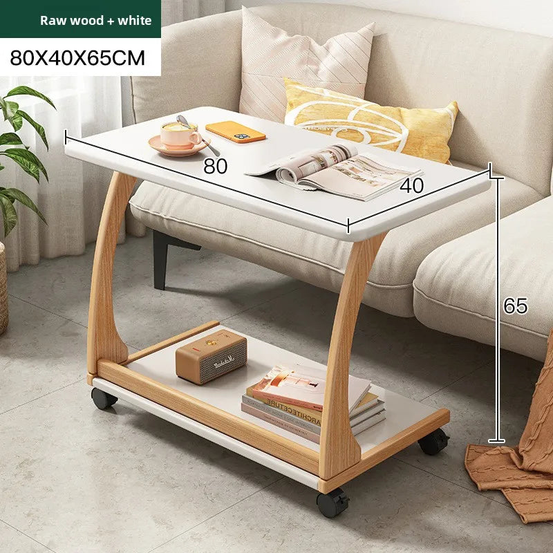 Mobile Solid Wood Coffee Table Living Room Storage