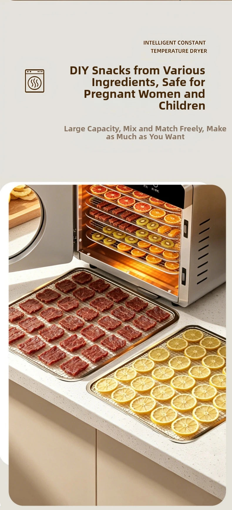 8-Layer Commercial Food Dehydrator Stainless Steel Electric Dryer