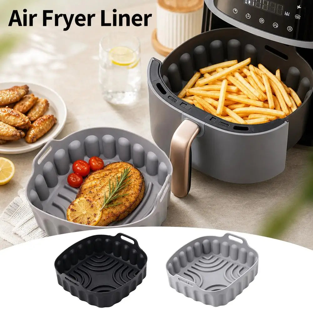 25cm Square Air Fryer Silicone Liner Cream Reusable